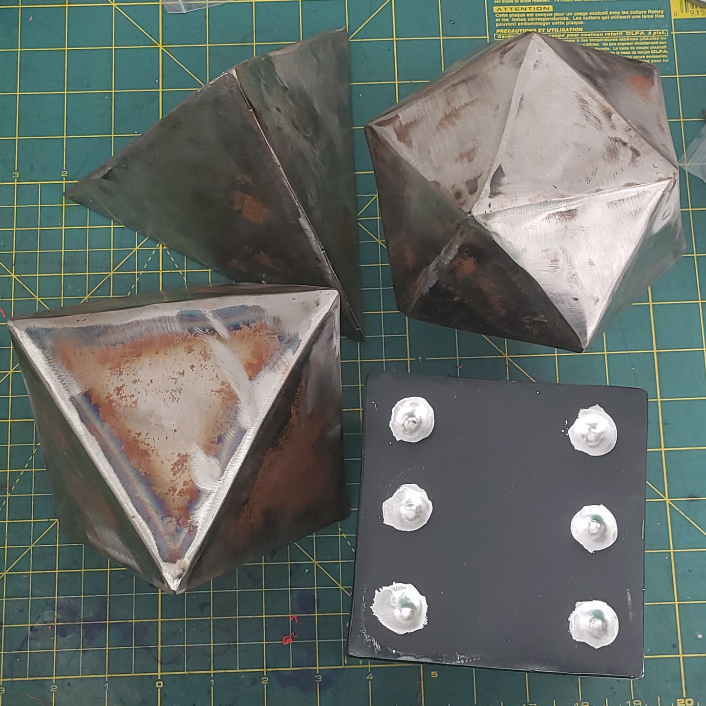 D4 D6 D8 D20 Bundle Tetrahedron Cube Octahedron Icosahedron in unfinished welded steel 6" 150mm